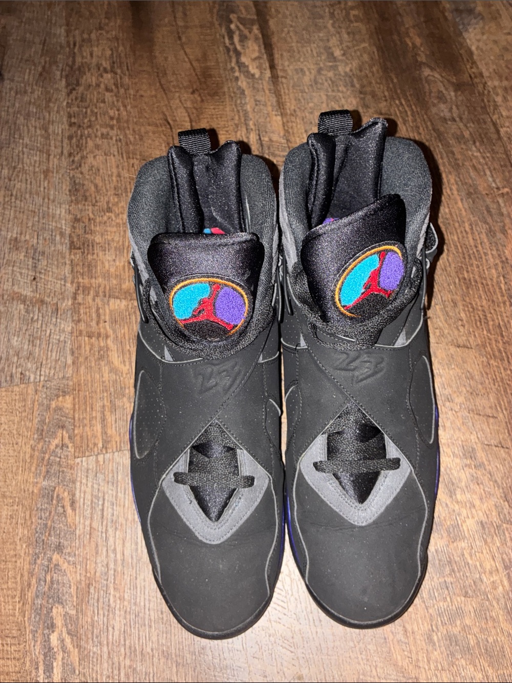 Nike Black Sneakers with Multicolor Logo Accents Aqua 8’s